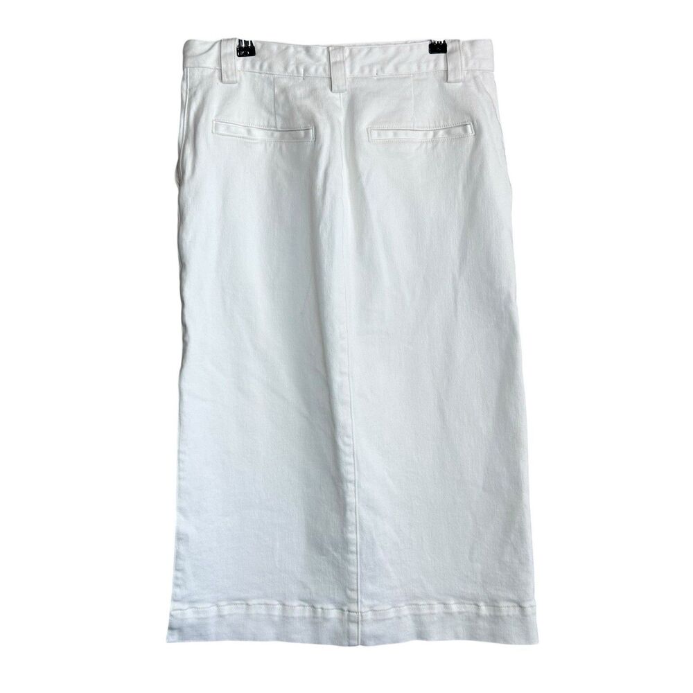 ENZA COSTA Midi Skirt Women 2 Medium White Soft Slouch Denim Straight Pencil - Picture 4 of 7